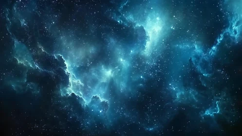Nebula clouds glow softly as countless stars shimmer beyond