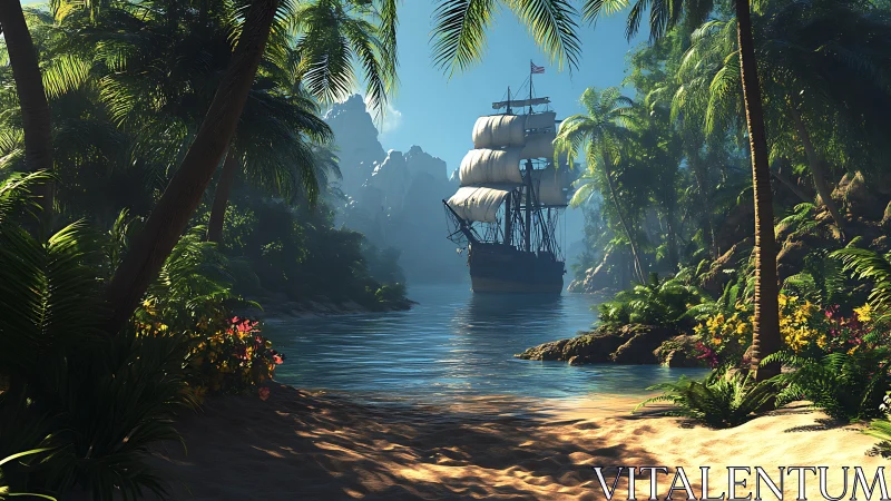 Galleon Sailing Jungle Lagoon.
