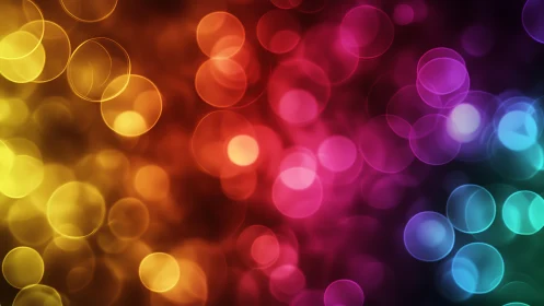 Glowing rainbow bokeh lights in a soft dreamy swirl.