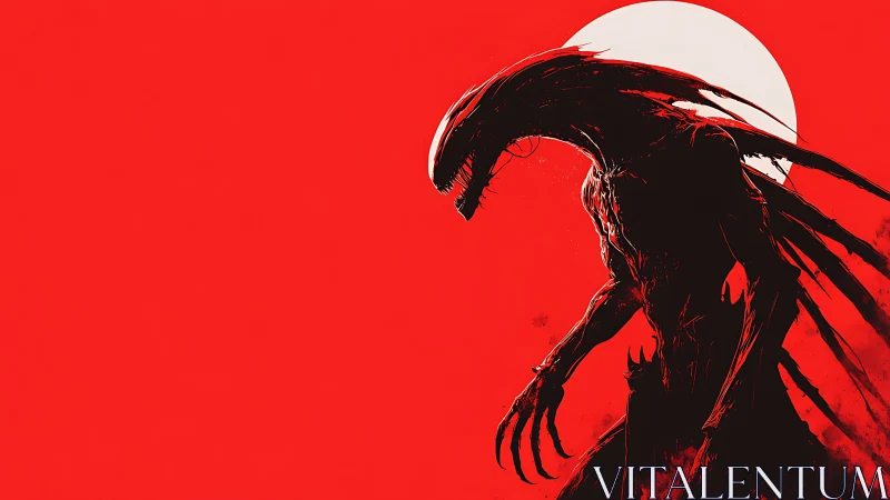 Blood-red moon crowns a razor-limbed shadow titan