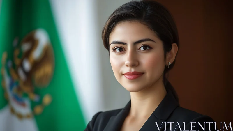 Confident young professional woman in formal attire, official portrait.