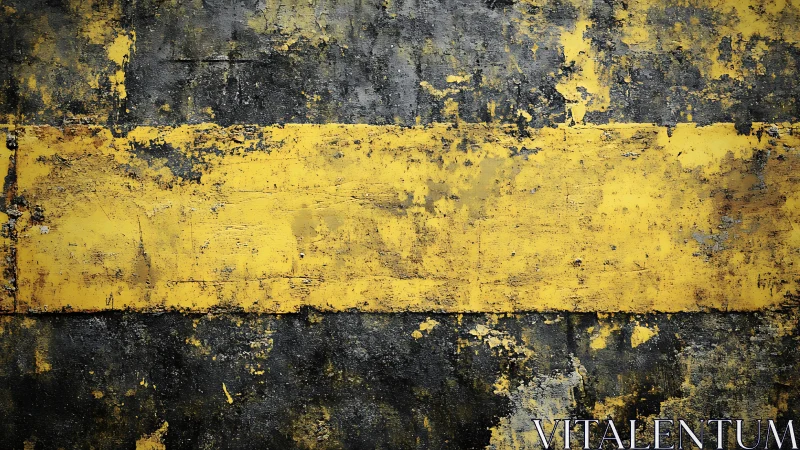 Weathered yellow stripe on dark textured industrial surface.