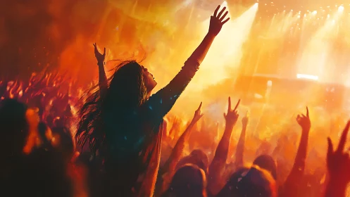 Electric crowd lifts hands into glowing concert lights