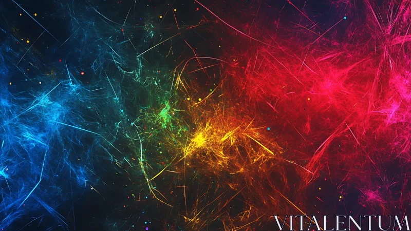 Nebula-like abstract light streaks in blue, green, red.