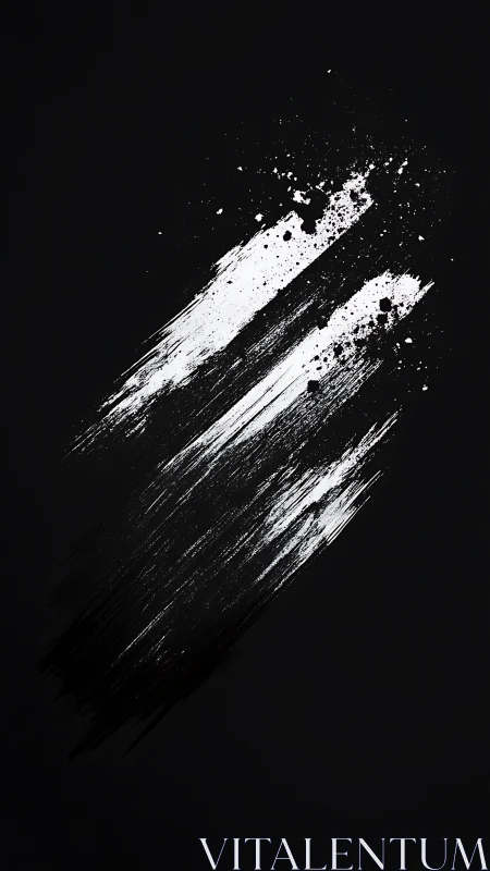 Monochrome diagonal paint streaks on solid black field.
