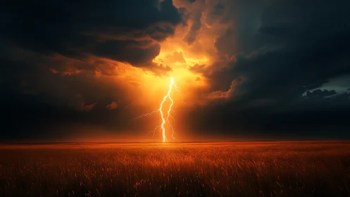 Stormlit horizon ignites as a lone lightning bolt crowns dusk