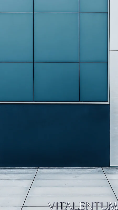 Cool blue modern wall invites calm with clean geometric lines