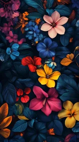 Vibrant Floral Composition Dark Background.