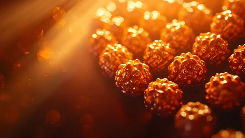 Backlit metallic spheres exhibit high specular reflections in bokeh field