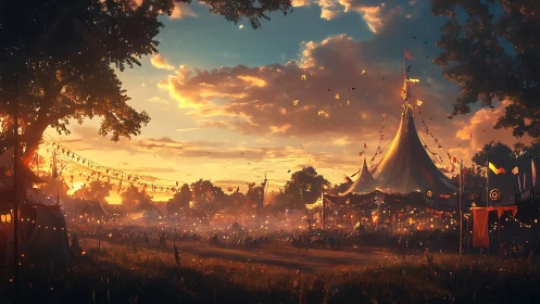 Dusk-drunk circus breathes light into the lingering meadow