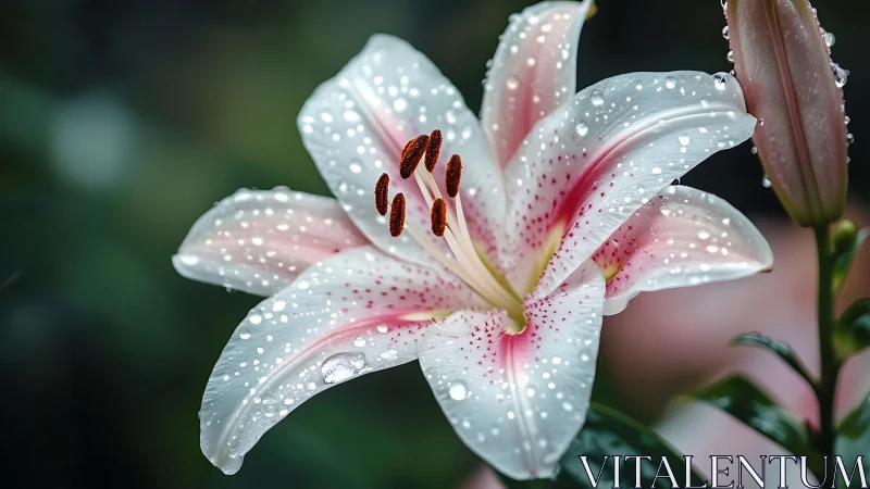 Dewdrop-Studded Lily: Nature's Jewelry Box Blooms.