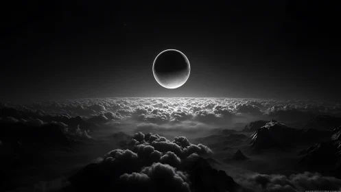 Lunar eclipse crowns a silent ocean of shadowed clouds