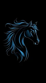 Midnight neon stallion with wind carved from electric blue.