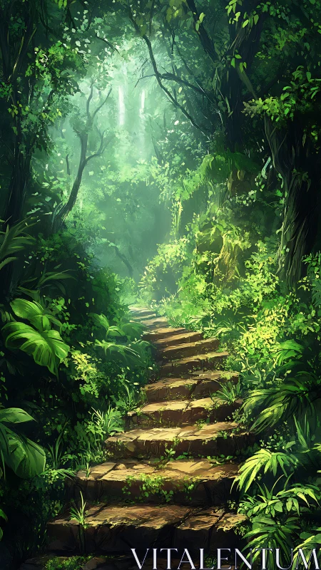 Stone Steps Wind Through Luminous Jungle Canopy Adventure