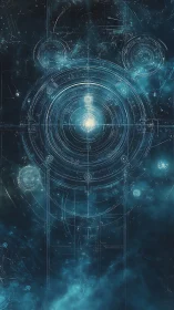 Celestial rings glow as a cosmic gateway hums in deep space