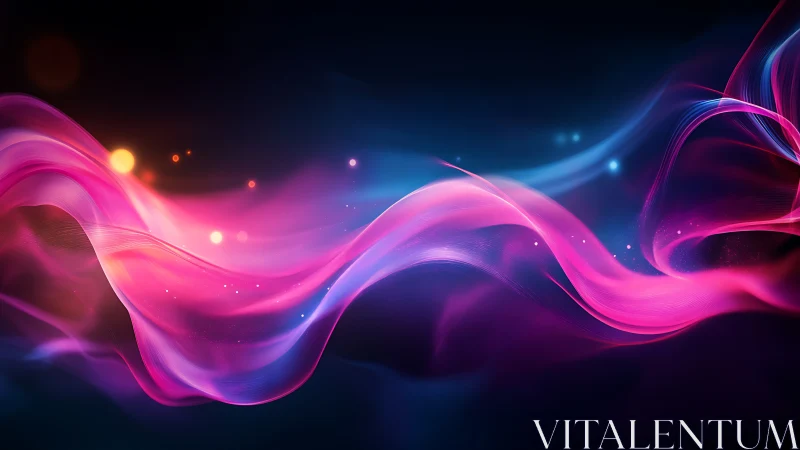 Neon light waves flow across a deep cosmic gradient background