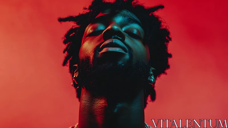 Serene portrait captures quiet strength in vivid red light