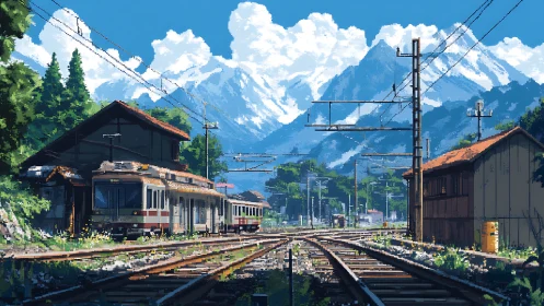 Sunny mountain train tracks leading toward fresh adventures.