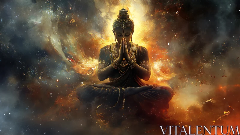 Cosmic Buddha in radiative nebular combustion field.