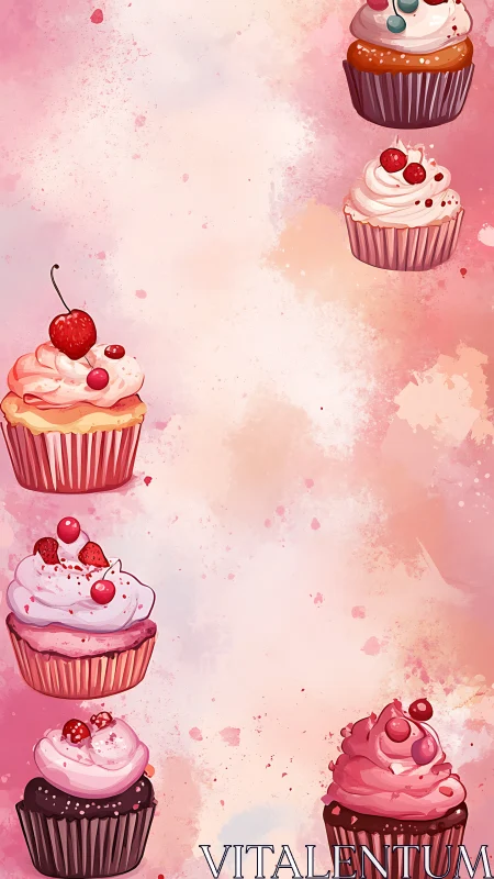 Delightful Cupcake Collection in Soft Pink Watercolor