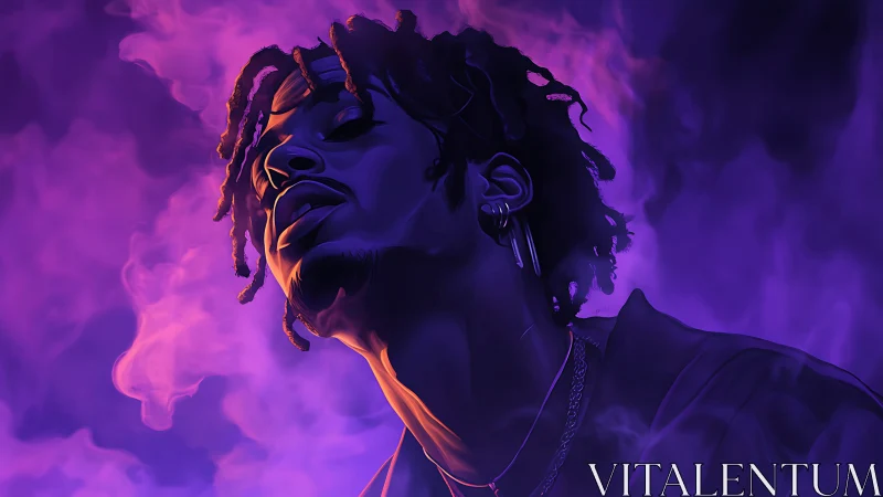 Moody purple portrait glows with confident, dreamy energy