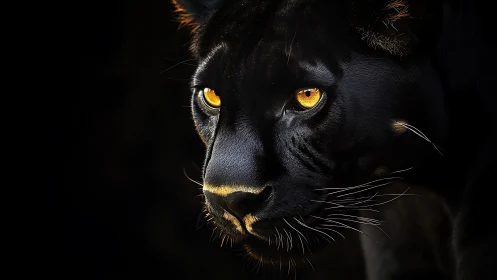 Black Panther Portrait With Golden Eyes.