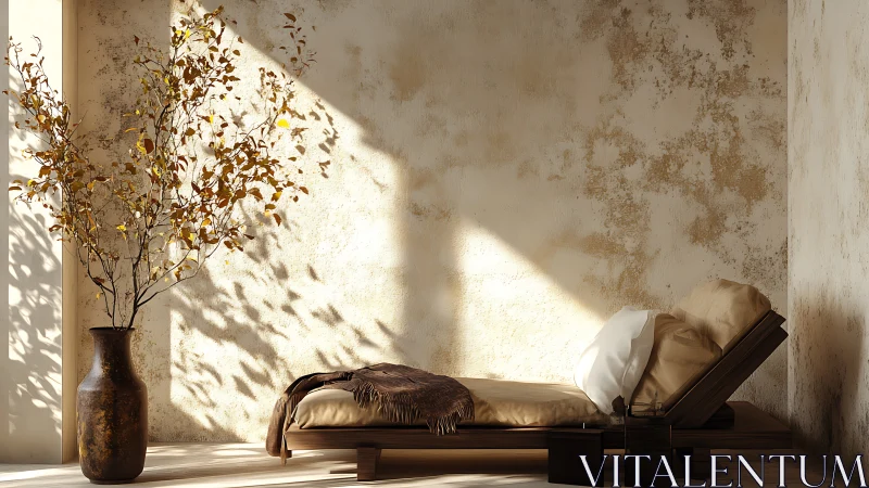 Sunlit autumn daybed leans lazily into weathered calm