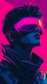 Neon dreamer tilts toward tomorrow in cyberpunk magenta glow
