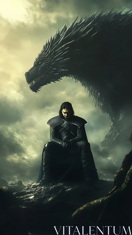 Storm-lit dragon guardian and quiet throne-side warrior.