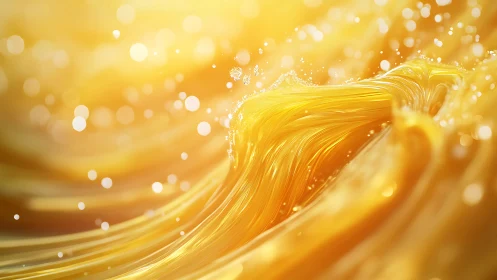 Golden liquid waves swirling in warm glowing light.