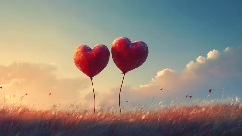 Twin Hearts Bloom in Golden Fields.