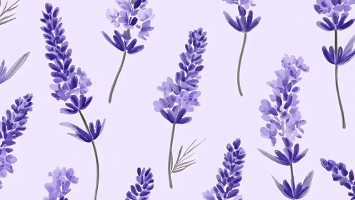 Graceful lavender blooms scattered across soft purple canvas.