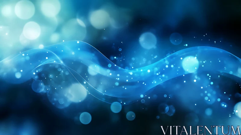 Digital blue light wave abstraction with bokeh layering.