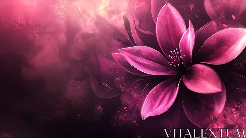 Luminescent Floral Bloom: Digital Painting in Magenta.