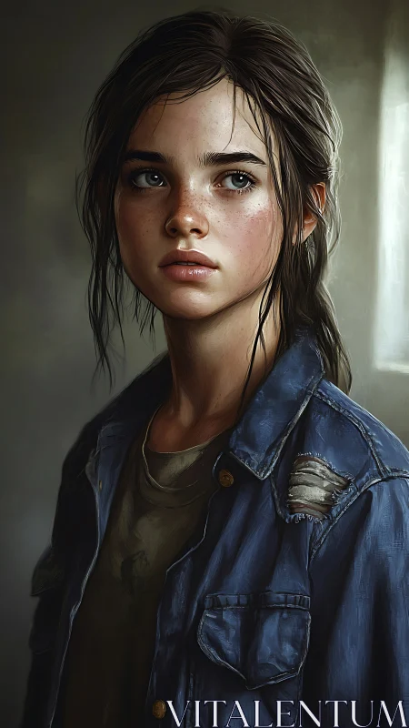 Young survivor gazes ahead with quiet, determined strength