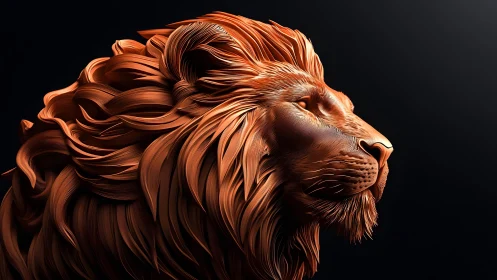 Regal Lion Portrait in Modern Digital Art Style with Bold Colors.