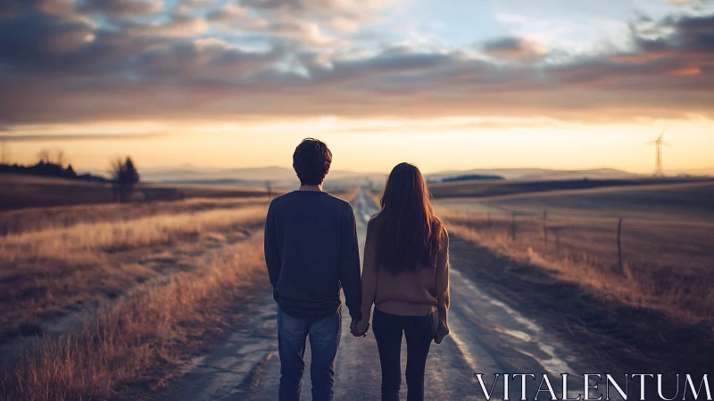 Two Hearts, One Path: A Golden Moment Together.