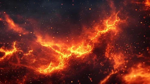 Cosmic Fire: Blazing Energy Erupts Through Dark Space