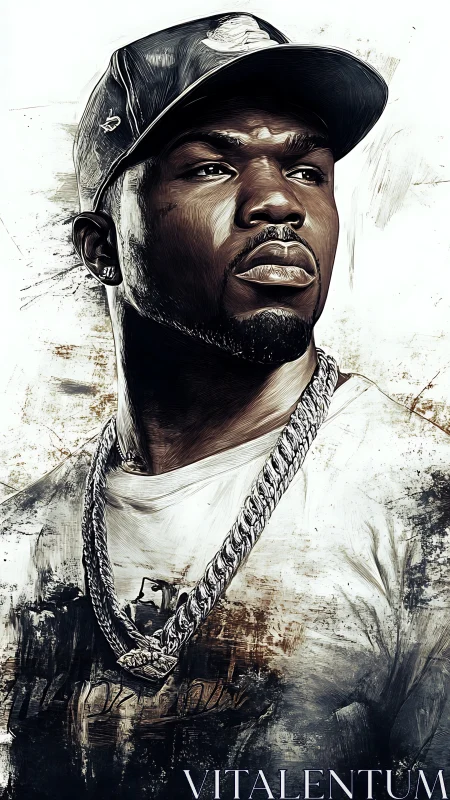 Confident street portrait framed in bold digital strokes.