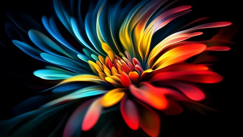 Vibrant abstract flower with glowing multicolor petals.