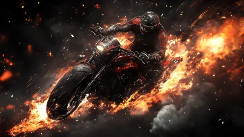 Midnight Rider Surfing a Trail of Blazing Starlit Fire.