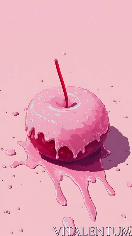 Playful pink candy apple glowing on a dreamy backdrop.