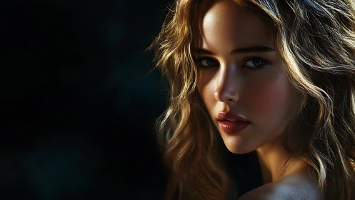 Golden curls steal the spotlight in moody cinematic closeup