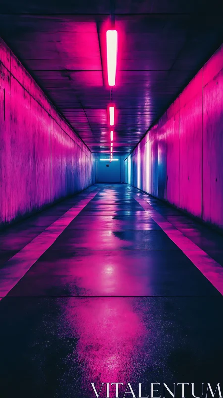 Neon tunnel dreams in glowing pink and electric blue light.