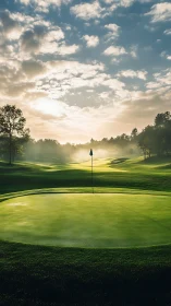 Morning light gently embraces a peaceful golf green