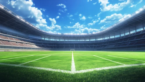 Sunlit emerald arena awaiting its first thunderous roar.