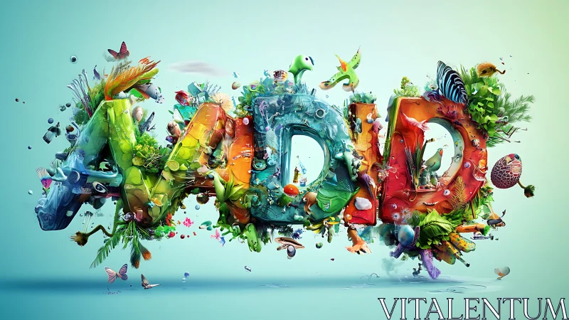 Vibrant AVID letters bursting with playful nature magic.
