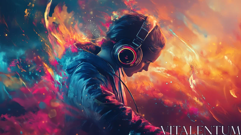 Headphones, color storms, and a quiet moment of escape.