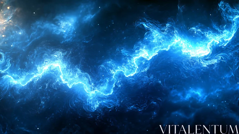 Blue luminous nebula stream across deep cosmic space.