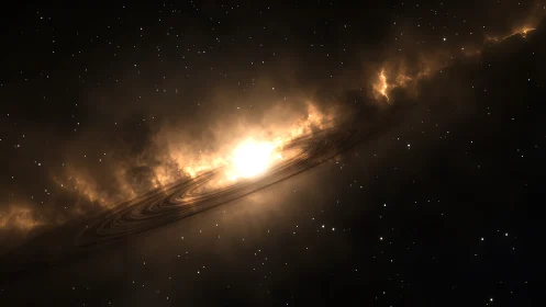 Protoplanetary accretion disk encircling luminous young star.